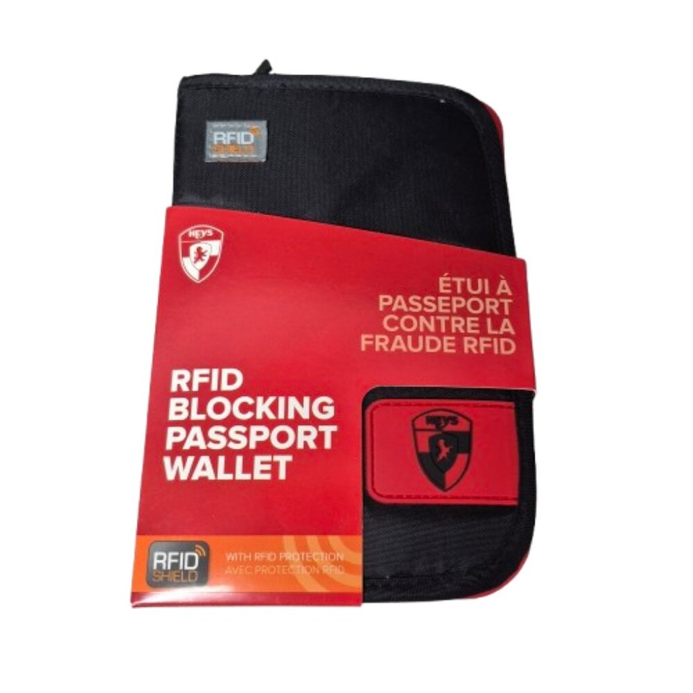 RFID Blocking Passport Wallet - Black and Red Travel Organizer